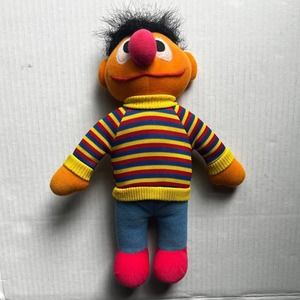 Sesame Street Playskool Vintage 90's Ernie Toy Plush Stuffed 11” Tall